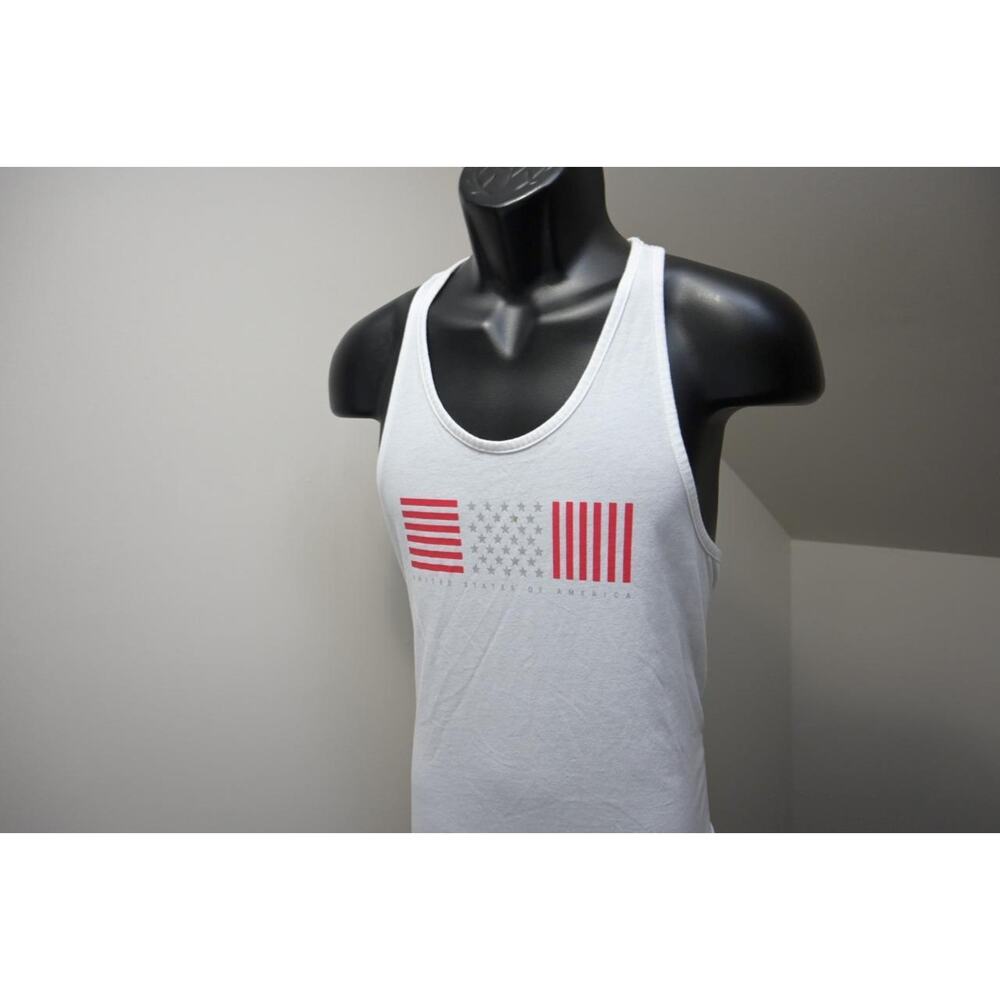 Under Armour‎ Tank Top Gym Shirt HeatGear Fitted USA American Flag Womens Medium